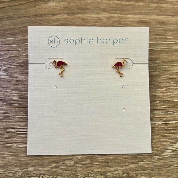 Sophie Harper flamingo enamel studs - Picture 3 of 3